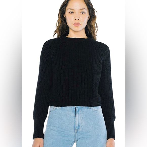 American Apparel Sweaters American Apparel Black Cropped Fishermans
